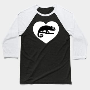 White Cute Chameleon Heart for Chameleon Lovers Baseball T-Shirt